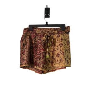 Junglee Billee Tie Front Shorts Paisley Print Boho Festival S/M NEW